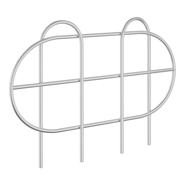 A metal rack with a circle design on it.