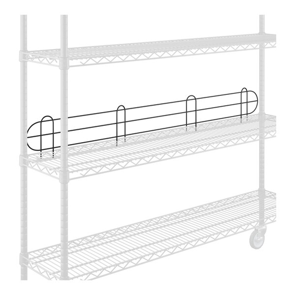 A white metal shelf with a black Regency wire shelf ledge attached to it.