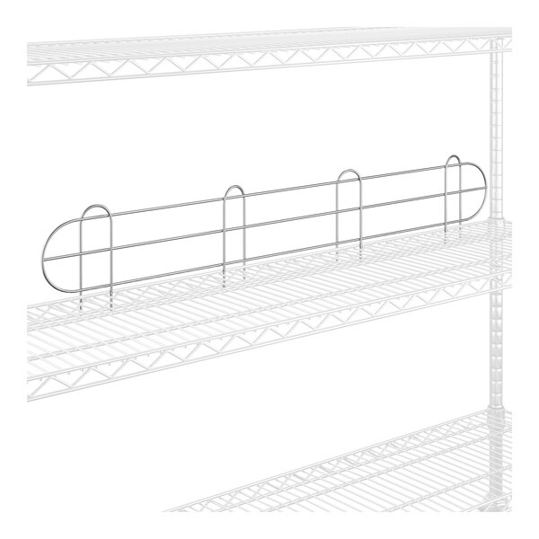 A wire shelf with a white metal bar on it.