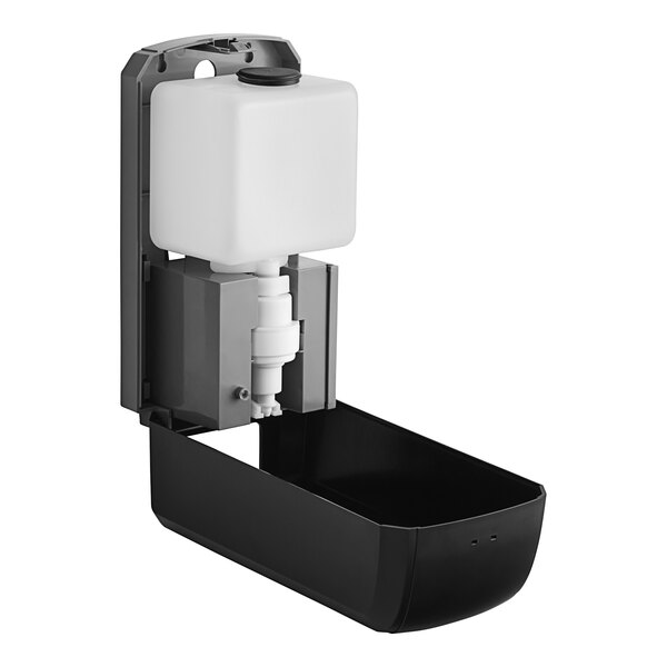 A black Lavex automatic foaming soap dispenser with a white container and lid.