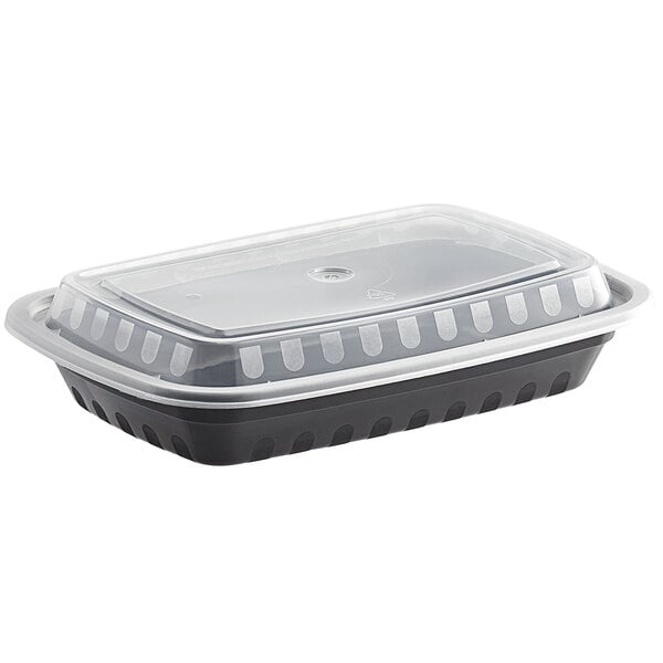 Choice 16 oz. White 8 x 5 1/4 x 1 1/2 Rectangular Microwavable Heavy  Weight Container with Lid - 150/Case