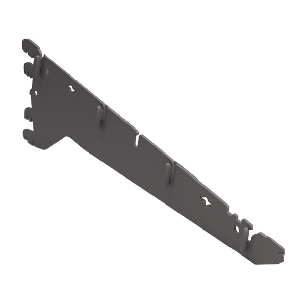 A metal Wanzl Wire Tech shelf bracket with two holes.
