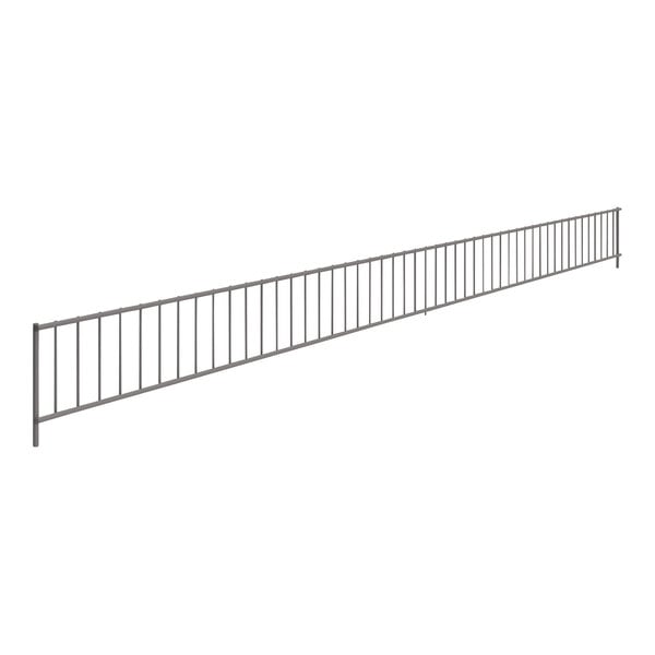 A long metal fence with a long straight line.