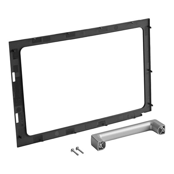 A door handle kit for an Amana Menumaster, including a rectangular frame, a handle, and two screws.