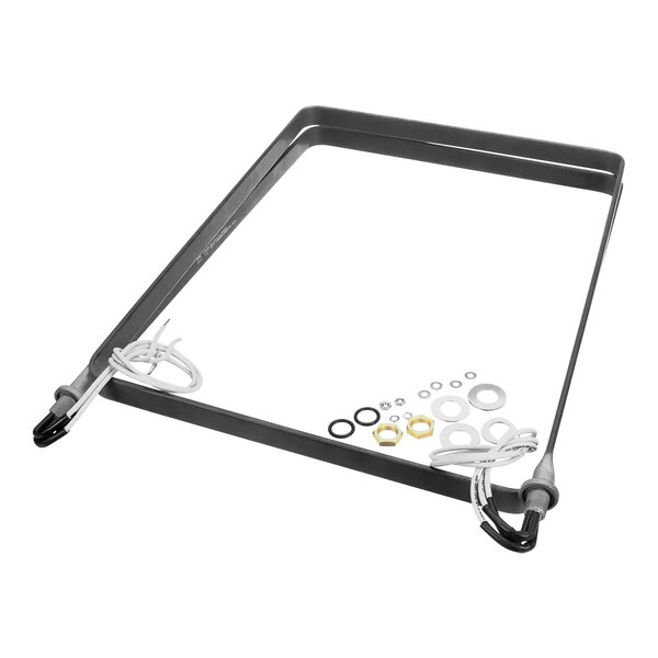 A rectangular metal tray with a wire and wires.