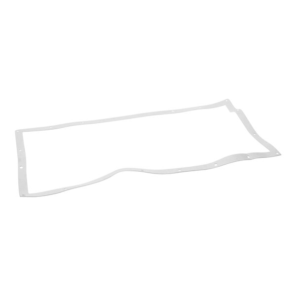 A white rectangular gasket with holes.
