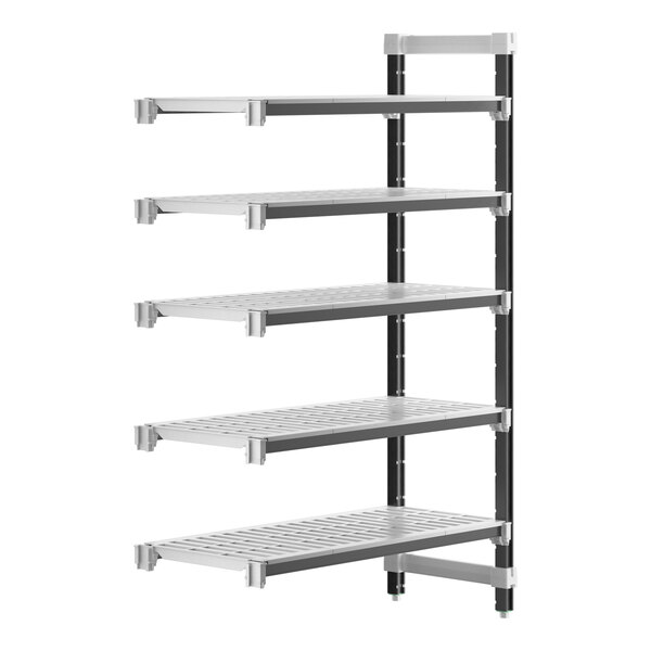 A Cambro Elements XTRA metal shelving unit with four shelves.