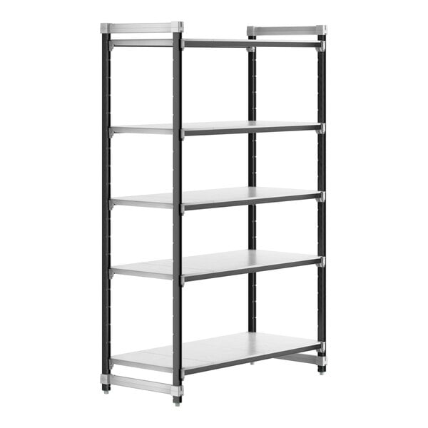 A black and silver Camshelving Elements XTRA 5-shelf starter unit.