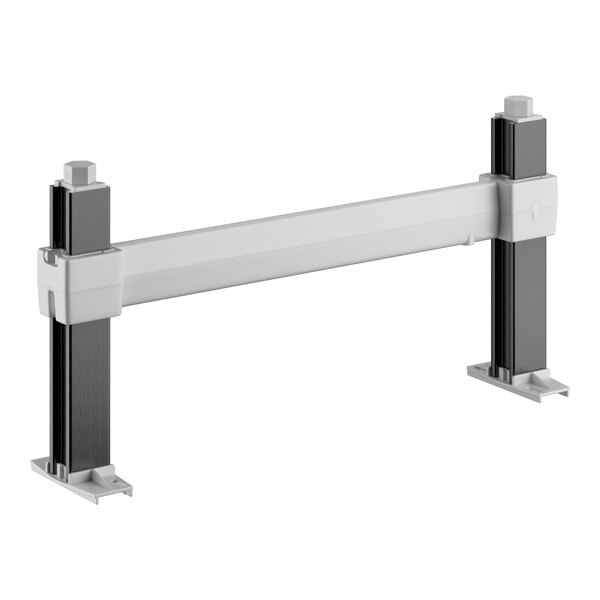 A white and black metal Cambro Camshelving® dunnage stand with two legs.