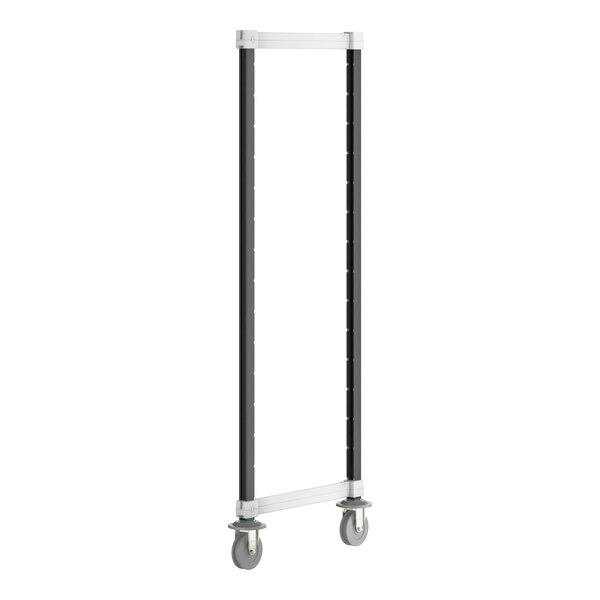 A black and white Cambro Camshelving track system mobile post kit.