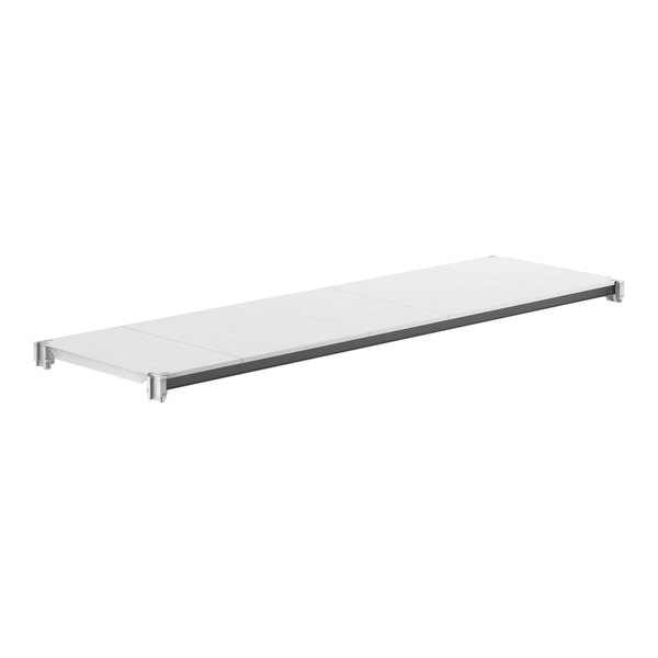 A white rectangular Camshelving® Elements shelf with grey metal legs.