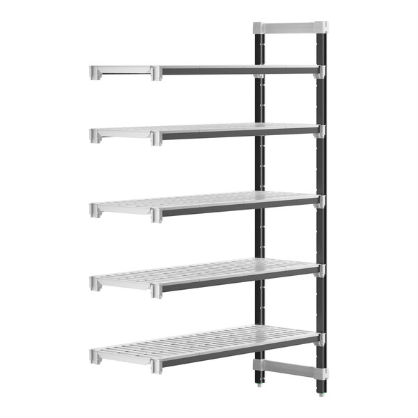 A metal Camshelving unit with four vented shelves.