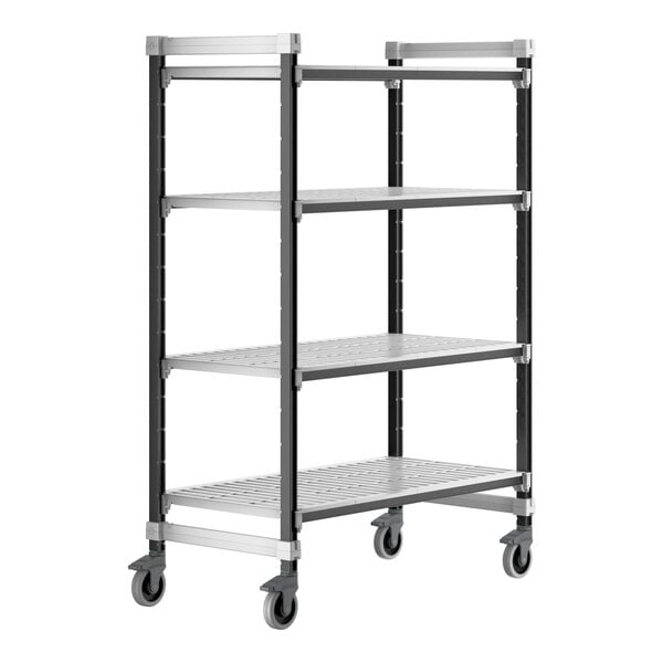 Cambro EXMU244870V4480 Camshelving® Elements XTRA Vented 4-Shelf Mobile Unit - 24'' x 48'' x 70''