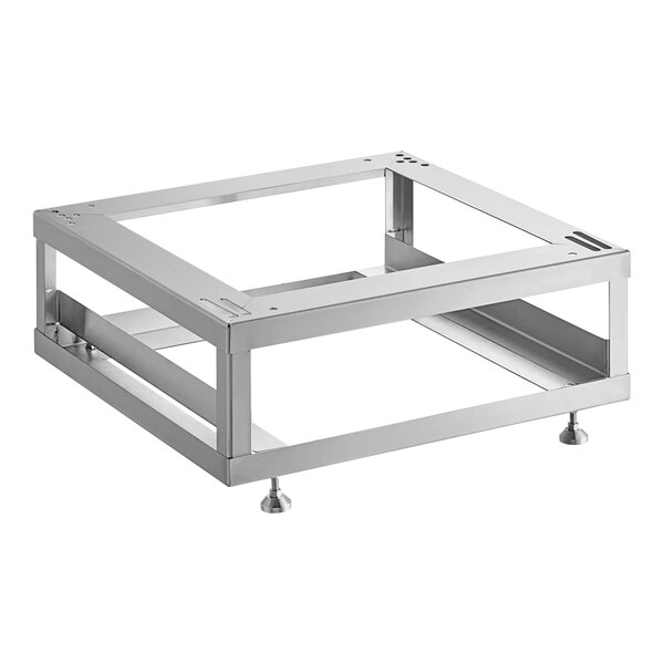 A metal frame with two legs and a square frame.