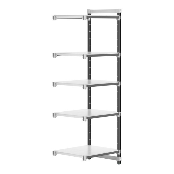 A white Cambro Camshelving® Elements XTRA 5-Shelf Add-On Unit.