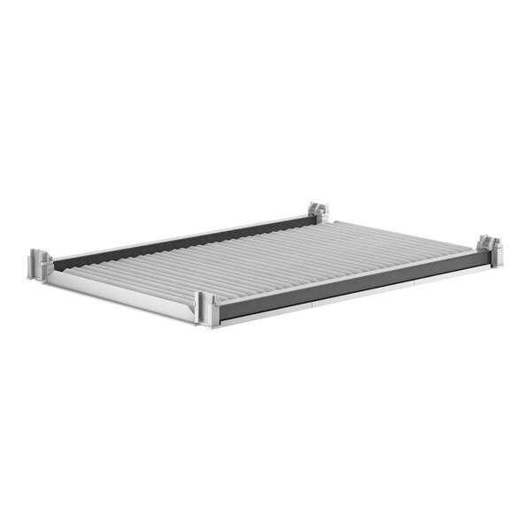 A Cambro Elements metal shelf with metal rails.