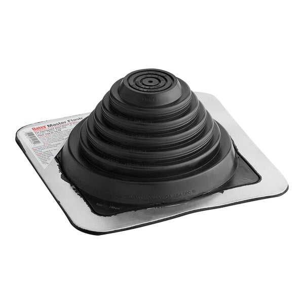 A black rubber cone shaped object with an aluminum base.