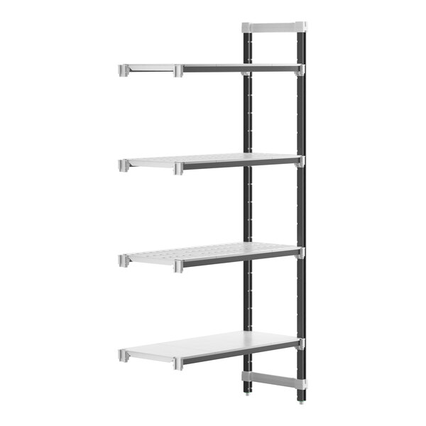 A white Cambro Camshelving® Elements XTRA 4-shelf combo add-on unit.
