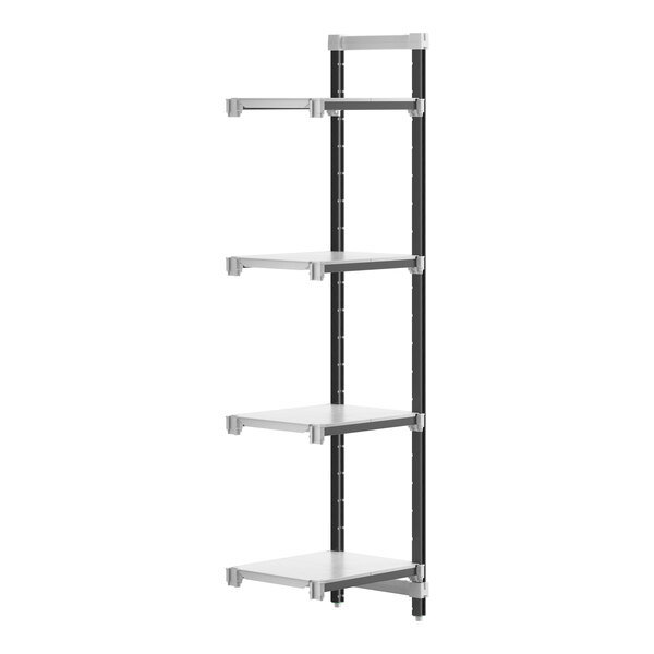 A white Cambro Camshelving Elements XTRA 4-shelf add-on unit.