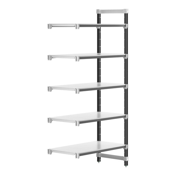 A Cambro Camshelving® Elements XTRA Add-On Unit with 5 shelves.