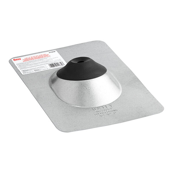 A silver and black Oatey No-Calk Solar Roof Flashing with a black rubber top.