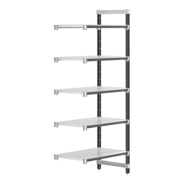 A metal Camshelving® Elements XTRA add-on unit with 5 vented shelves.