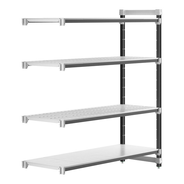 A white metal Camshelving unit with four shelves.