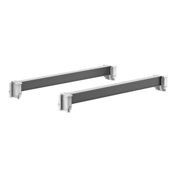 A pair of metal bars with white corners.