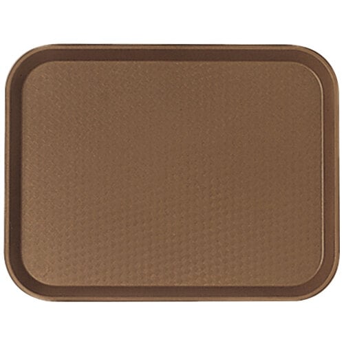 A brown Cambro fast food tray with a textured surface.