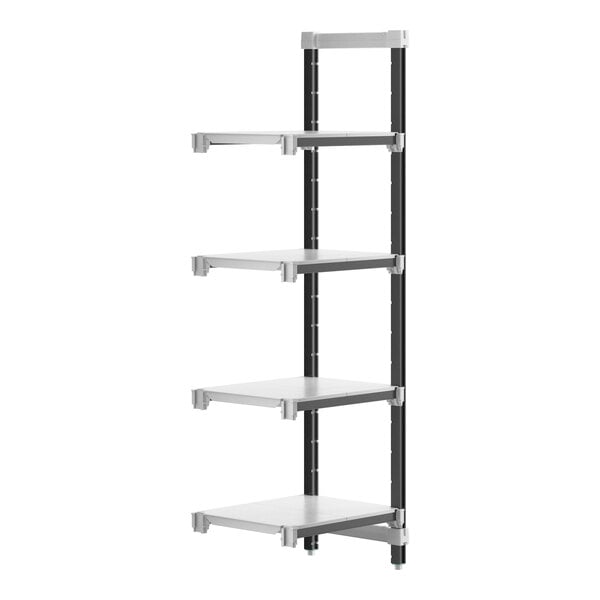 A white Cambro Camshelving Elements add-on unit with 4 shelves.