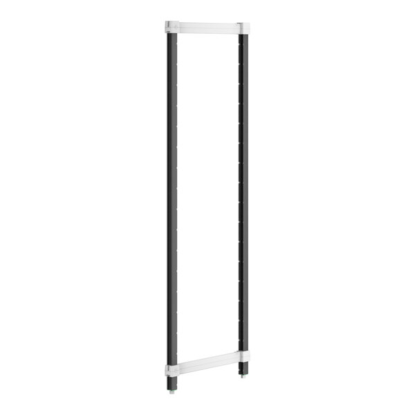 A white rectangular object with black and white metal Camshelving® Elements XTRA stationary posts.