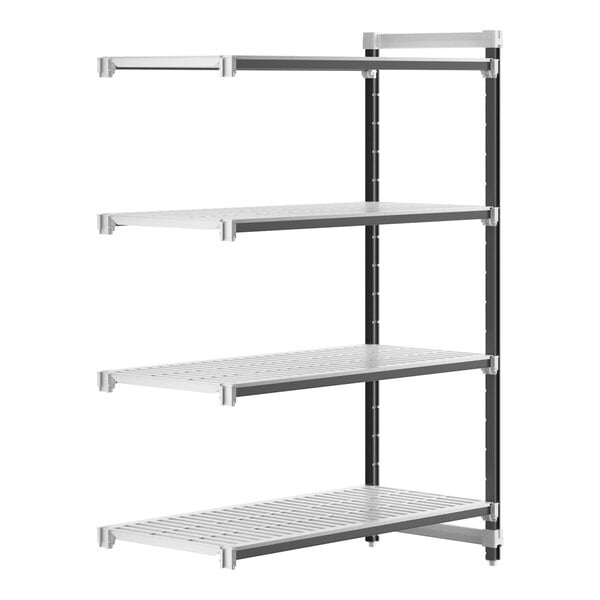 A white Cambro Camshelving® Elements XTRA 4-shelf vented add-on unit.