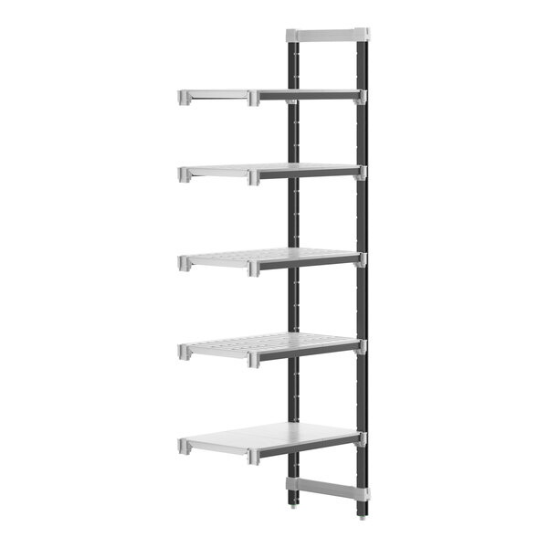 A metal Cambro Camshelving Elements XTRA add-on unit with 5 shelves.