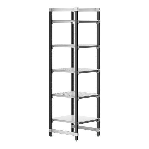 A black and grey Camshelving® Elements XTRA 5-shelf starter unit.