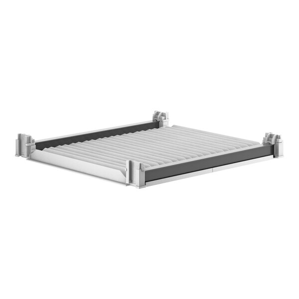 A white and grey metal Cambro Camshelving® Elements shelf.