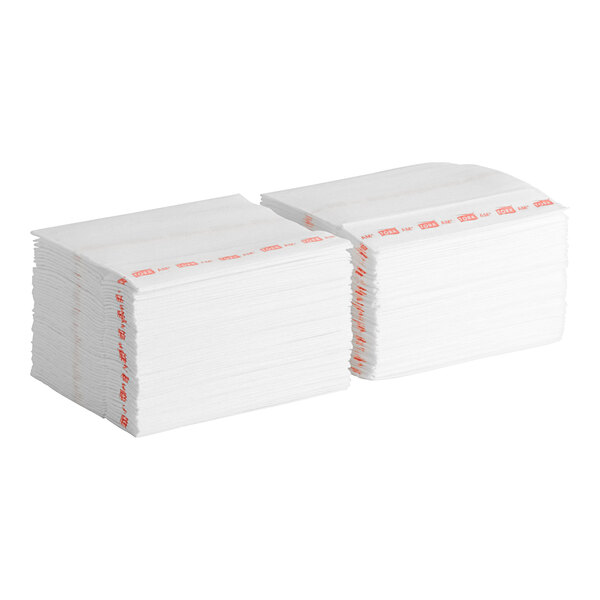 A stack of white paper with red stripes.