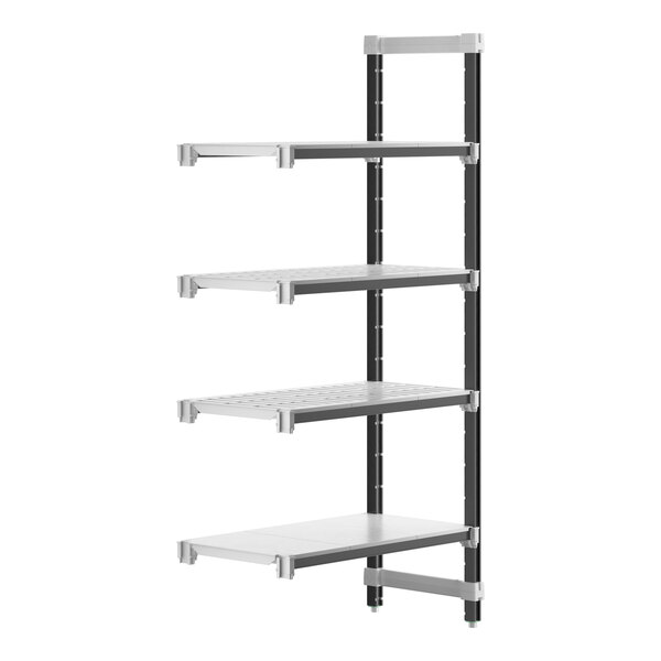 A white Cambro Camshelving Elements XTRA 4-shelf add-on unit.