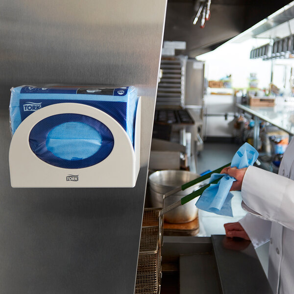 Tork 12" x 15" Blue Odor-Resistant Food Service Wiper W8 - 200/Case