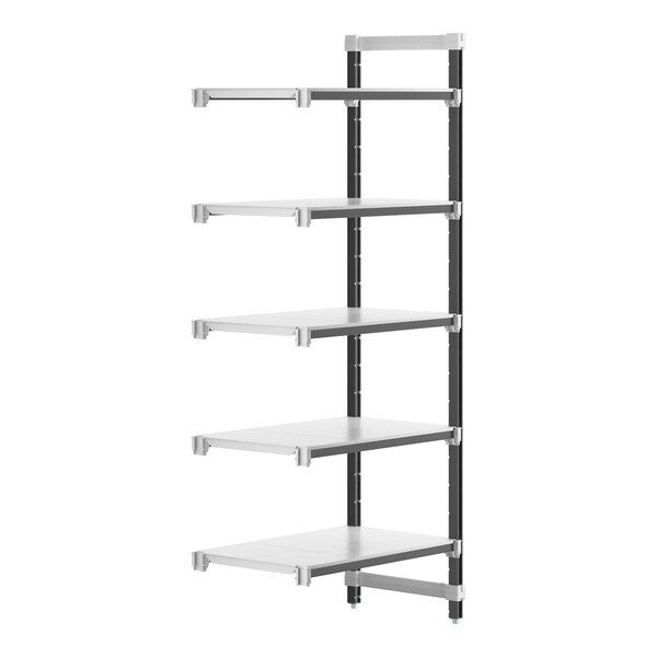 A white and gray Cambro Camshelving® Elements XTRA add-on shelf.