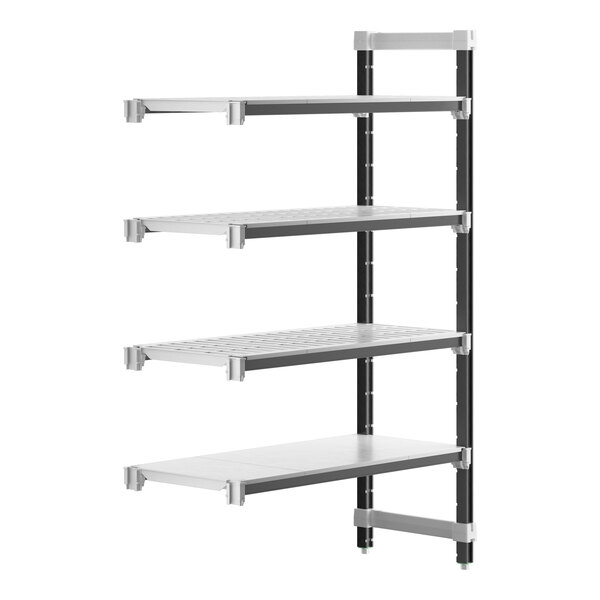 A white Cambro Camshelving Elements XTRA 4-Shelf Add-On Unit.
