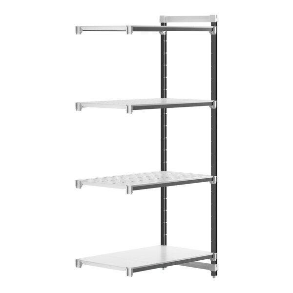 A white Cambro Camshelving® Elements XTRA 4-Shelf Add-On Unit.