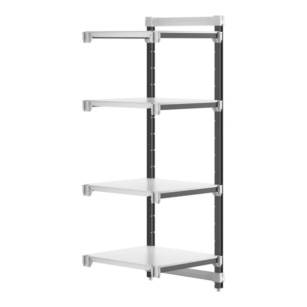 Cambro Camshelving® Elements XTRA 24" Wide 4-Shelf Solid Add-On Unit with 64'' Posts