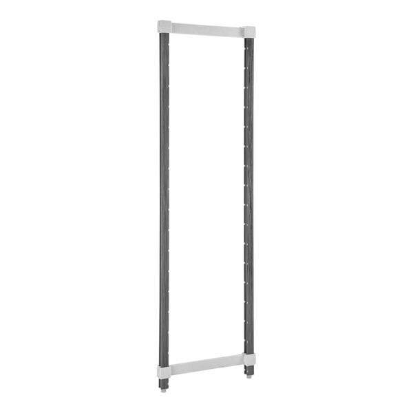 A rectangular metal frame for Cambro shelving with white handles.