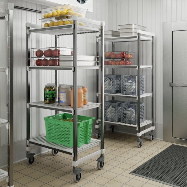 Cambro Camshelving® Elements XTRA 24" Wide Vented 4-Shelf Mobile Unit with 78" Posts