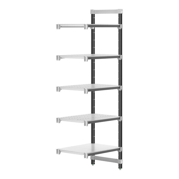 A white Cambro Camshelving Elements XTRA 5-shelf combo add-on unit.