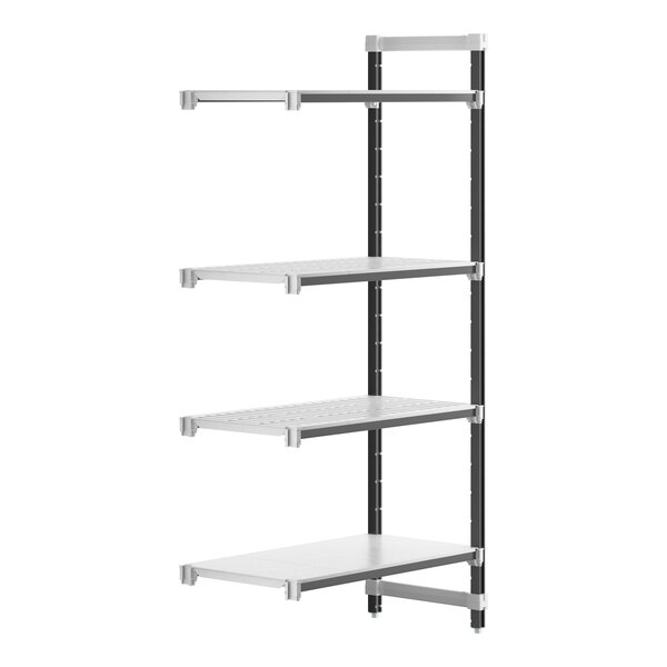 A white Cambro Camshelving® Elements XTRA 4-shelf combo add-on unit.