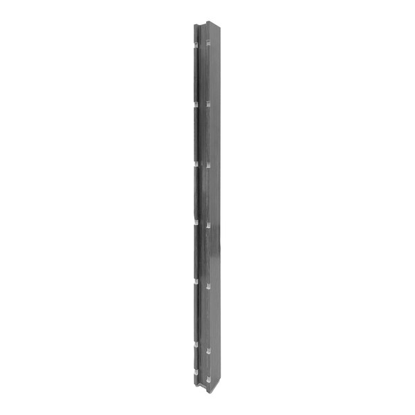 A long rectangular black metal bracket with screws on it.