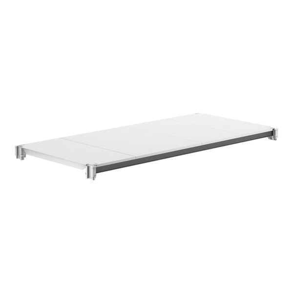 A white rectangular Camshelving® Elements shelf with metal legs.