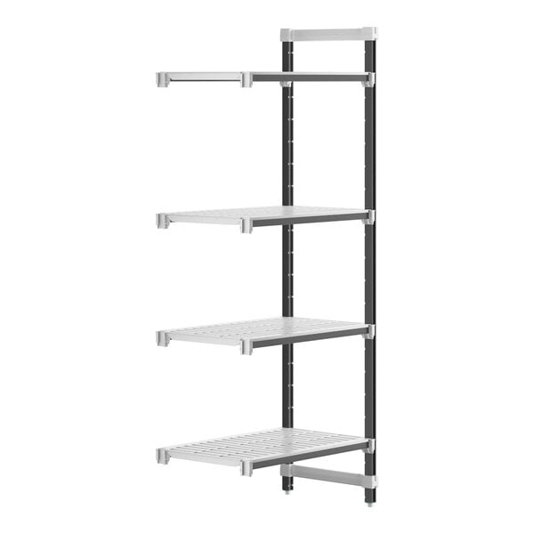 A metal Camshelving unit with four shelves.
