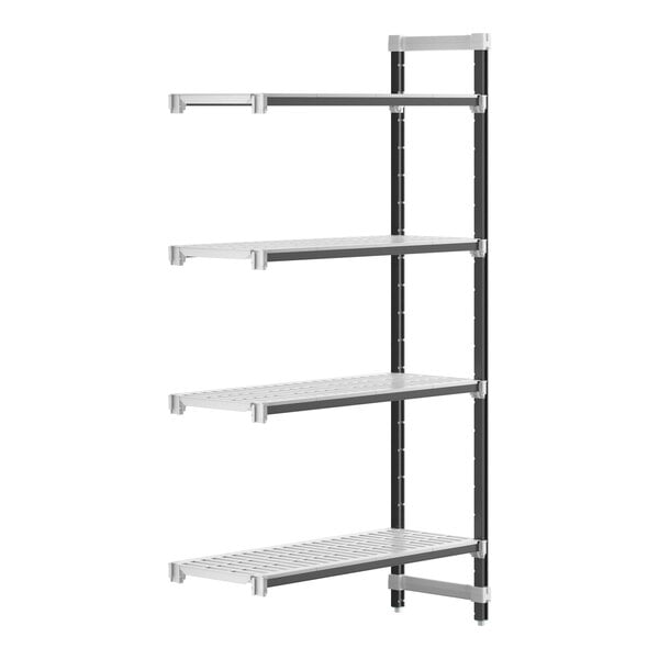 A metal Camshelving unit with four shelves.